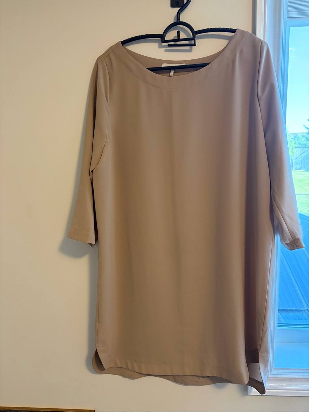 OAK + FORT Taupe Long-Sleeve Shift Dress